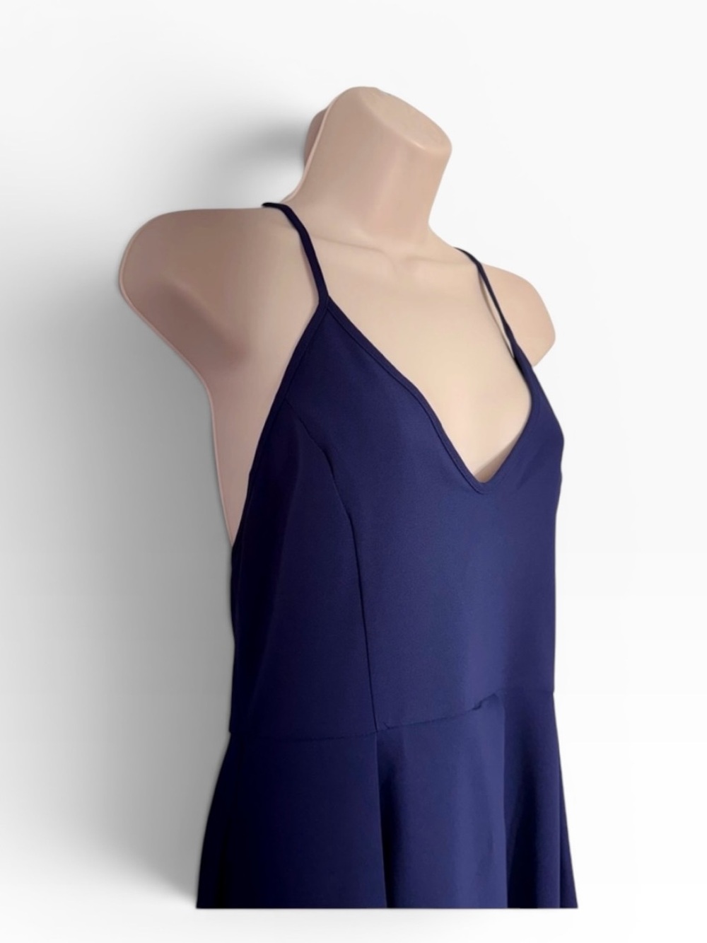 NWT Elia Cher Navy Strappy Back Midi Dress Wedding Guest Size Large - Picture 5 of 7